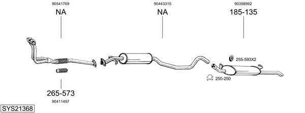 Sistema de gases de escape Vauxhall CAVALIER Mk III Saloon