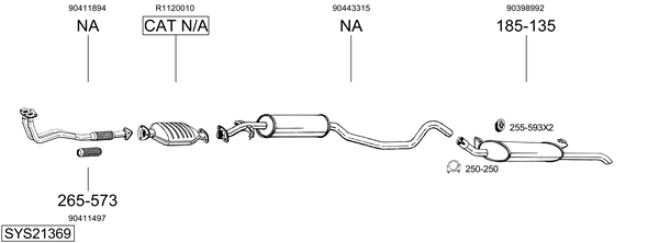 Sistema de gases de escape Vauxhall CAVALIER Mk III Saloon