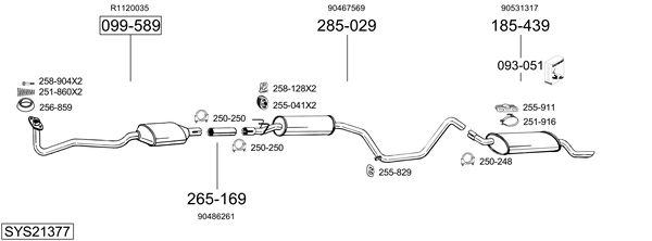 Sistema de gases de escape Vauxhall COMBO Mk I
