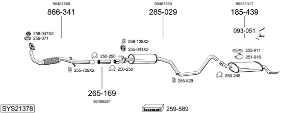 Sistema de gases de escape Vauxhall COMBO Mk I