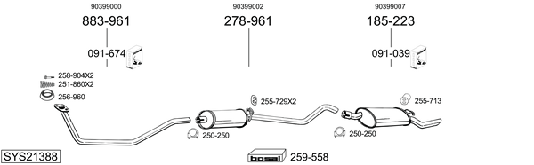 Sistema de gases de escape Vauxhall NOVAVAN Hatchback Van