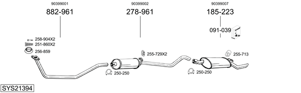 Sistema de gases de escape Vauxhall NOVAVAN Hatchback Van