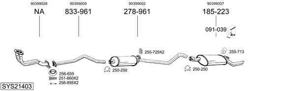 Sistema de gases de escape Vauxhall NOVAVAN Hatchback Van