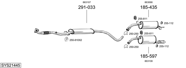 Sistema de gases de escape Opel ADAM