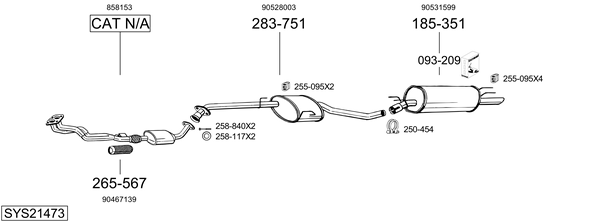Sistema de gases de escape Vauxhall OMEGA Saloon