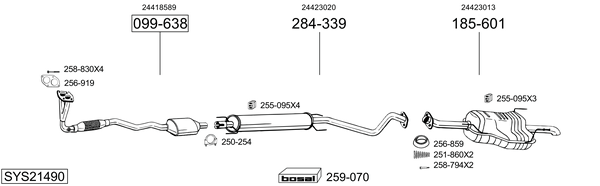 Sistema de gases de escape Vauxhall ZAFIRA A