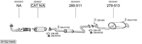 Sistema de gases de escape BOSAL SYS21645