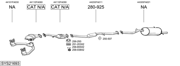 Sistema de gases de escape Subaru IMPREZA Estate