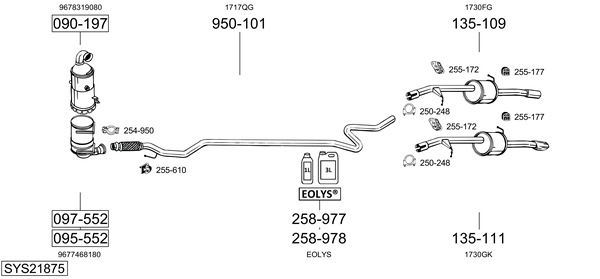 Sistema de gases de escape Citroën C3 II Hatchback Van