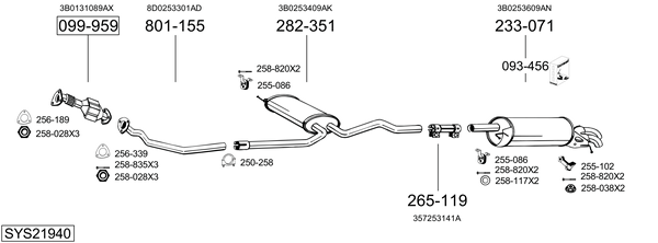 Sistema de gases de escape Vw PASSAT B5.5 Variant