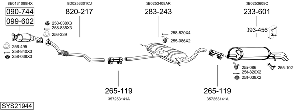 Sistema de gases de escape Vw PASSAT B5.5 Variant