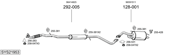 Sistema de gases de escape Daewoo MATIZ