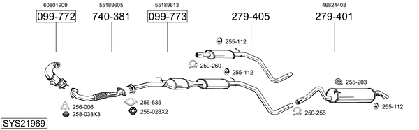 Sistema de gases de escape Fiat STILO Multi Wagon