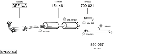Sistema de gases de escape Ford TRANSIT Platform/Chassis