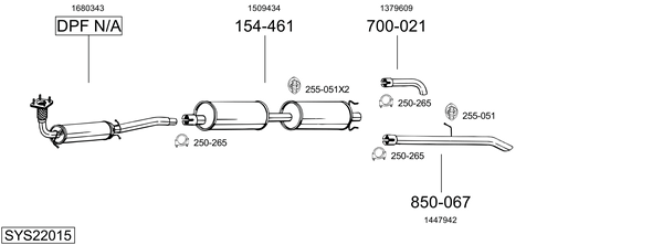 Sistema de gases de escape Ford TRANSIT Platform/Chassis