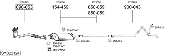 Sistema de gases de escape BOSAL SYS22124