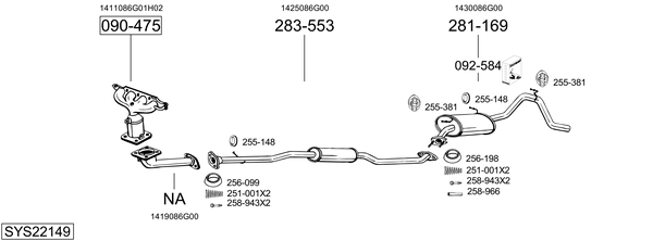 Sistema de gases de escape Subaru JUSTY III