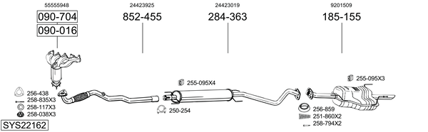 Sistema de gases de escape Vauxhall ASTRA Mk IV Coupe
