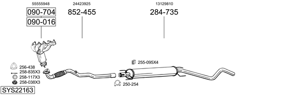 Sistema de gases de escape Vauxhall ASTRA Mk IV Coupe