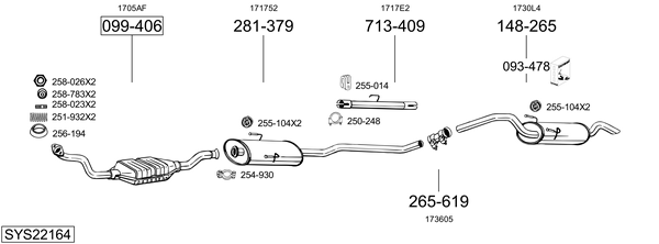 Sistema de gases de escape BOSAL SYS22164