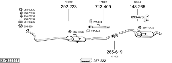 Sistema de gases de escape BOSAL SYS22167
