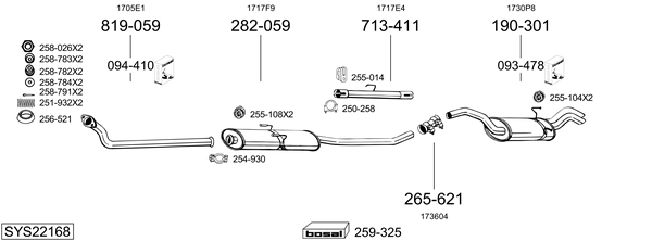 Sistema de gases de escape BOSAL SYS22168