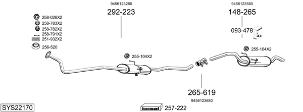 Sistema de gases de escape BOSAL SYS22170