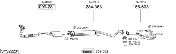 Sistema de gases de escape Vauxhall ASTRA Mk IV Saloon