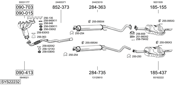 Sistema de gases de escape Vauxhall ASTRA Mk IV Convertible