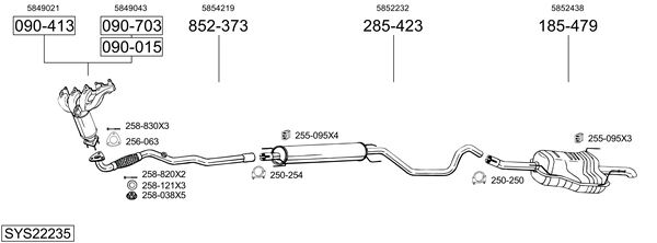 Sistema de gases de escape Opel ZAFIRA A MPV