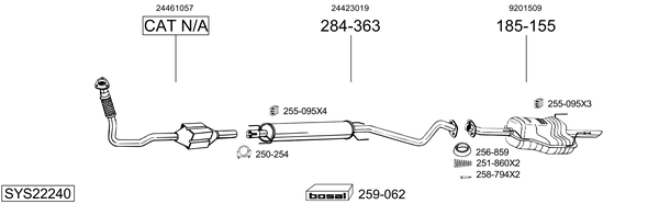 Sistema de gases de escape Vauxhall ASTRA Mk IV Coupe
