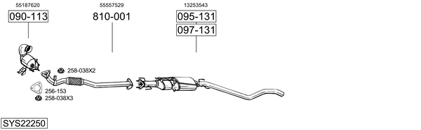 Sistema de gases de escape Vauxhall ASTRA Mk V TwinTop
