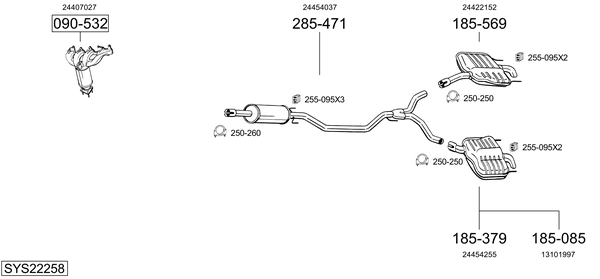 Sistema de gases de escape Vauxhall VECTRA Mk II GTS