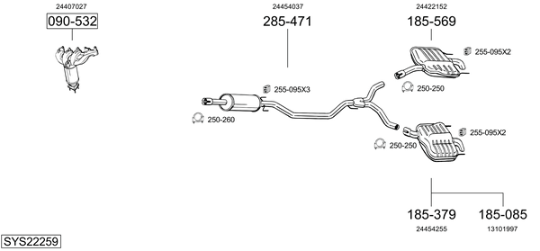 Sistema de gases de escape Vauxhall VECTRA Mk II