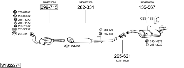 Sistema de gases de escape Fiat SCUDO Platform/Chassis