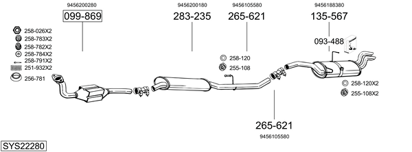Sistema de gases de escape Fiat SCUDO Platform/Chassis