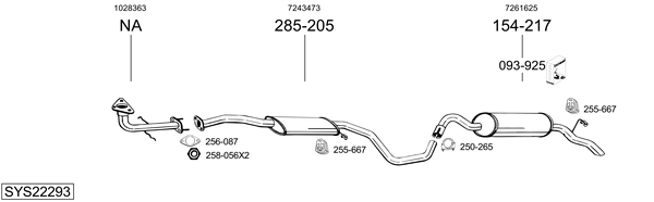 Sistema de gases de escape Ford ESCORT VI Convertible