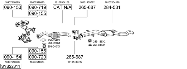 Sistema de gases de escape BOSAL SYS22311