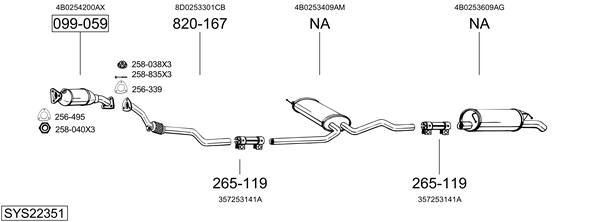 Sistema de gases de escape Audi A6 C5