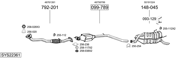 Sistema de gases de escape Fiat PUNTO Hatchback Van