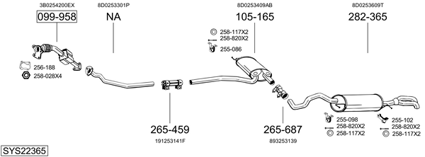 Sistema de gases de escape Audi A4 B5 Avant