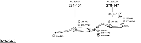Sistema de gases de escape Audi 100 C4 Saloon