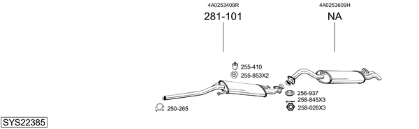 Sistema de gases de escape Audi 100 C4 Saloon