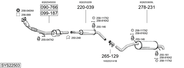 Sistema de gases de escape Skoda FABIA I Praktik