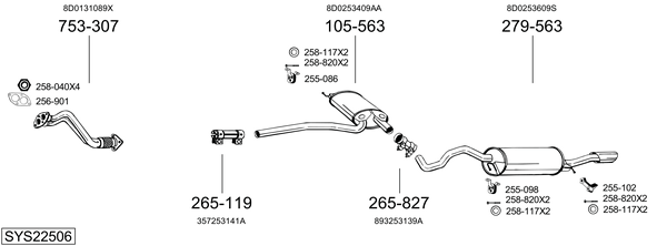 Sistema de gases de escape Audi A4 B5