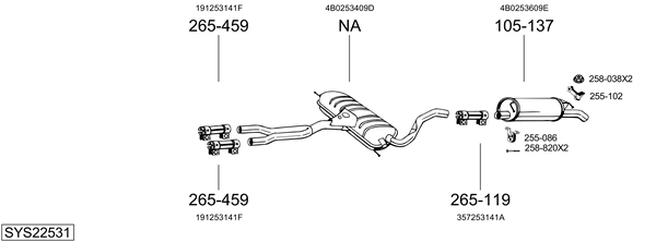 Sistema de gases de escape Audi A6 C5 Avant
