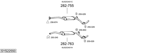 Sistema de gases de escape BOSAL SYS22550