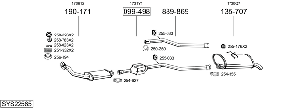 Sistema de gases de escape BOSAL SYS22565