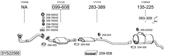 Sistema de gases de escape Peugeot PARTNER Box Body/MPV