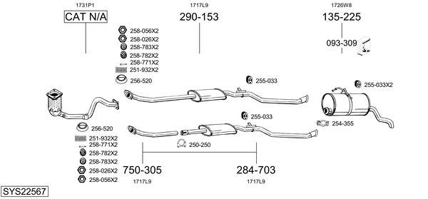 Sistema de gases de escape Peugeot PARTNER Box Body/MPV
